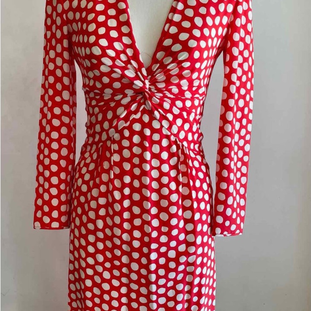 🇮🇹 Vintage Valentino Red and White Polka Dot Midi Dress